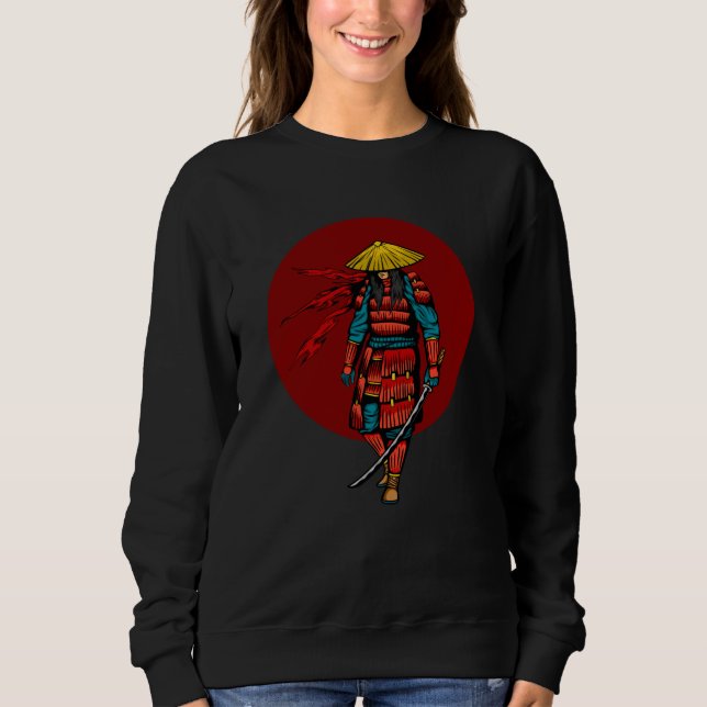 Sunset Samurai Warrior mit Katana Sweatshirt (Vorderseite)