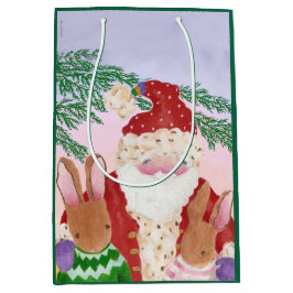 Sunset Santa and Bunnies Mittlere Geschenktasche Mittlere Geschenktüte