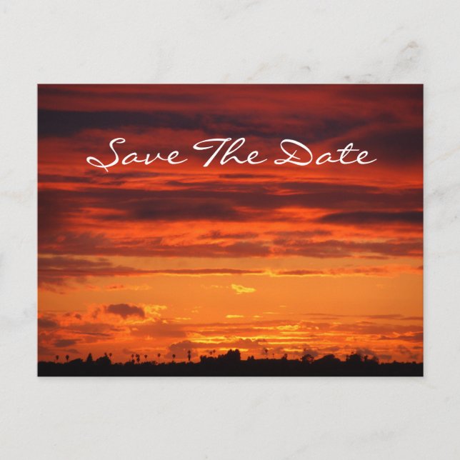 Sunset "Save the Date" Postkarte (Vorderseite)