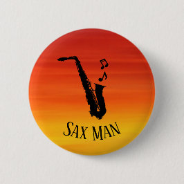 Sunset Sax Man Cool Funny Music Saxophon Button