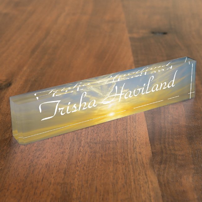 Sunset - Schreibtisch Namplate - HAMbyWhiteGlove Namensplakette (Seite)