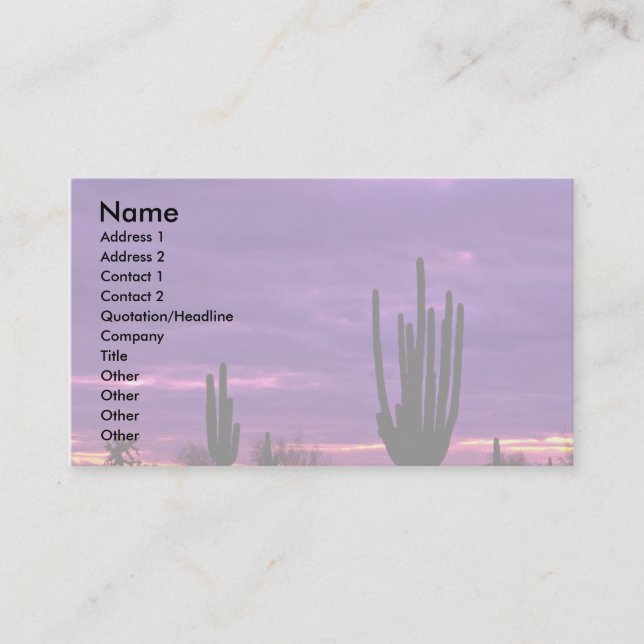 Sunset, Scottsdale, Arizona Visitenkarte (Vorderseite)