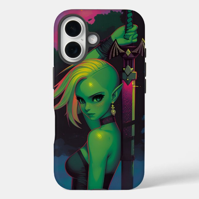 Sunset Sea Elf Krieger mit Greatsword iPhone 16 Hülle (Rückseite)