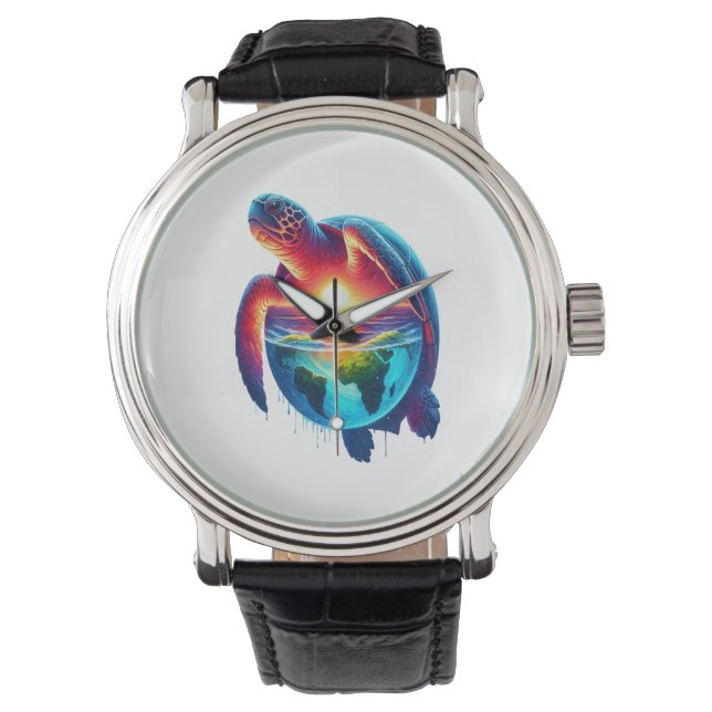 Sunset Sea Turtle Armbanduhr (Vorderseite)
