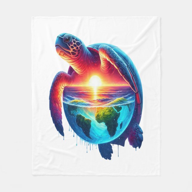 Sunset Sea Turtle Fleecedecke (Vorderseite)