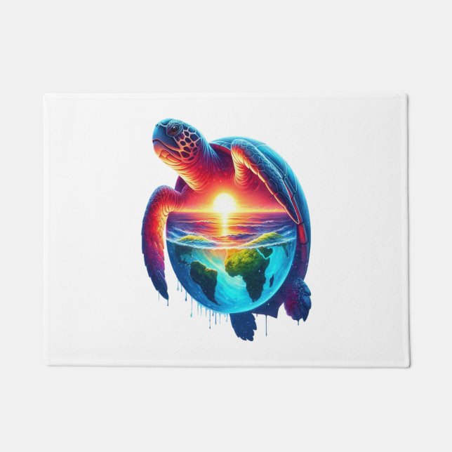 Sunset Sea Turtle Fußmatte (Vorderseite)