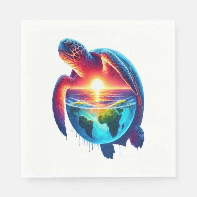 Sunset Sea Turtle Serviette (Vorderseite)