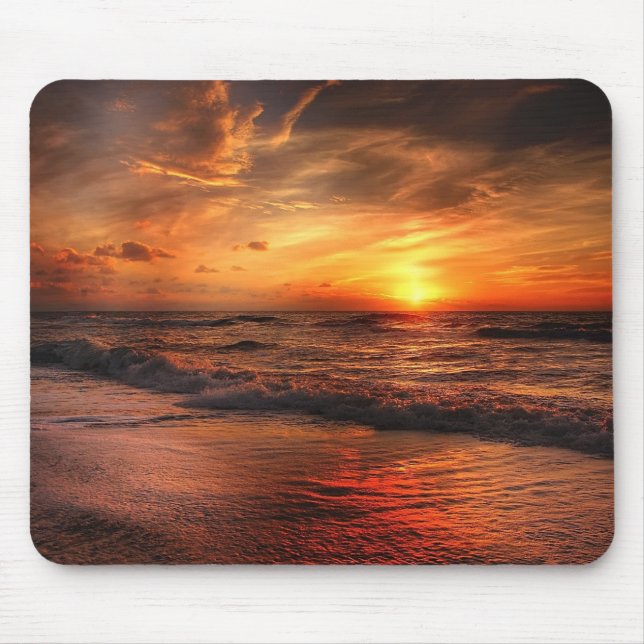 Sunset Sea Waves Mousepad (Vorne)