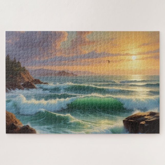 Sunset Seascape Painting Artwork (Horizontal)