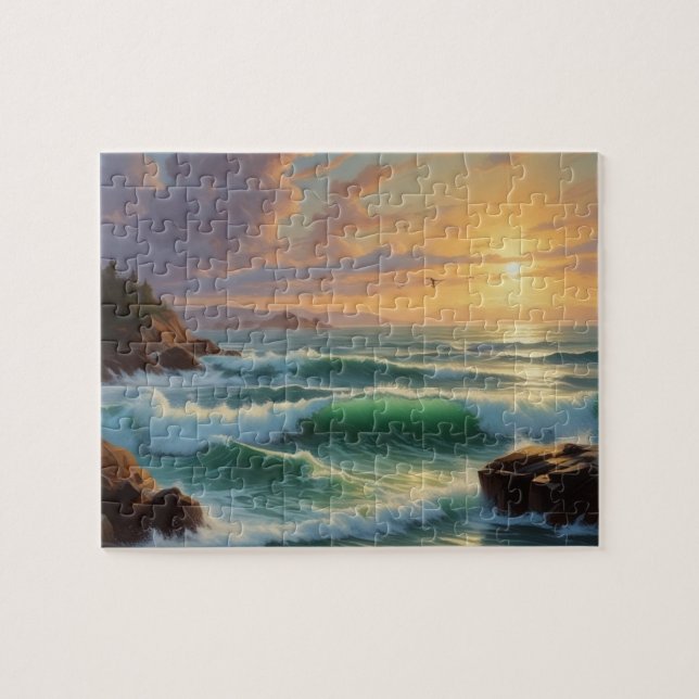 Sunset Seascape Painting Artwork (Horizontal)