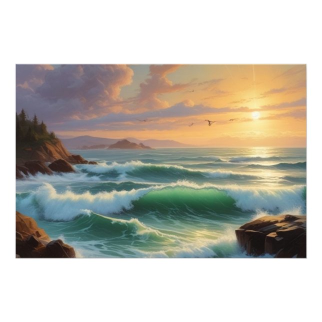 Sunset Seascape Painting Artwork Fotodruck (Vorne)