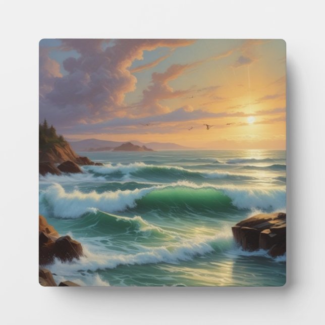 Sunset Seascape Painting Artwork Fotoplatte (Vorderseite)