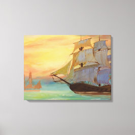 Sunset Segelschiffe handbemalt Schöne Kunst Leinwanddruck