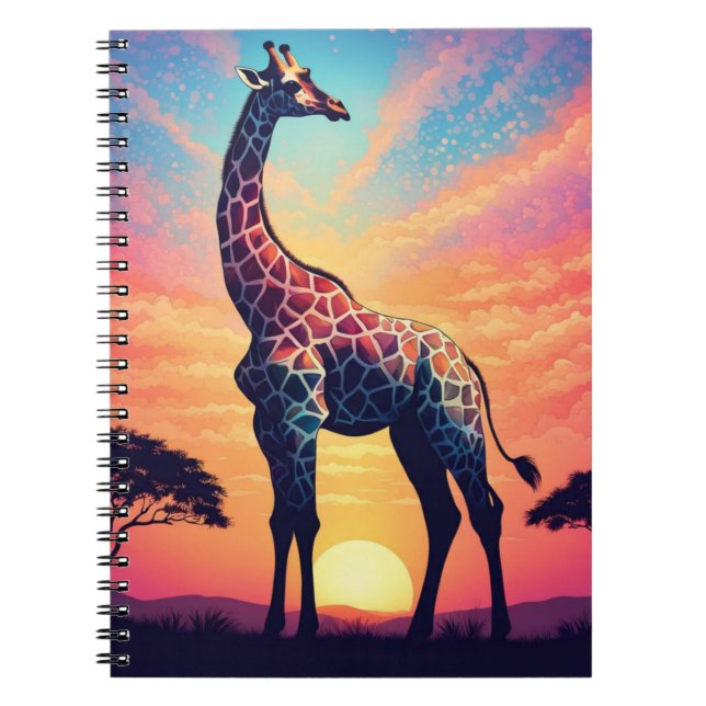 Sunset Serenity Giraffe Notebook Notizblock (Vorderseite)