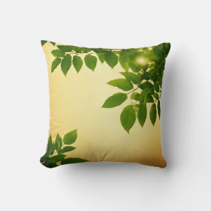 "Sunset Serenity: Natürliches Leaf-Design-Kissen Kissen