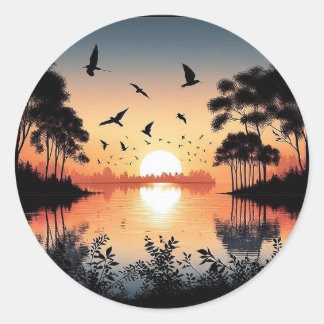 Sunset Serenity Runder Aufkleber