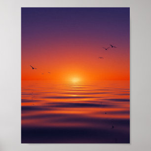 "Sunset Serenity Wall Poster - Ruhige Ozeanwelle