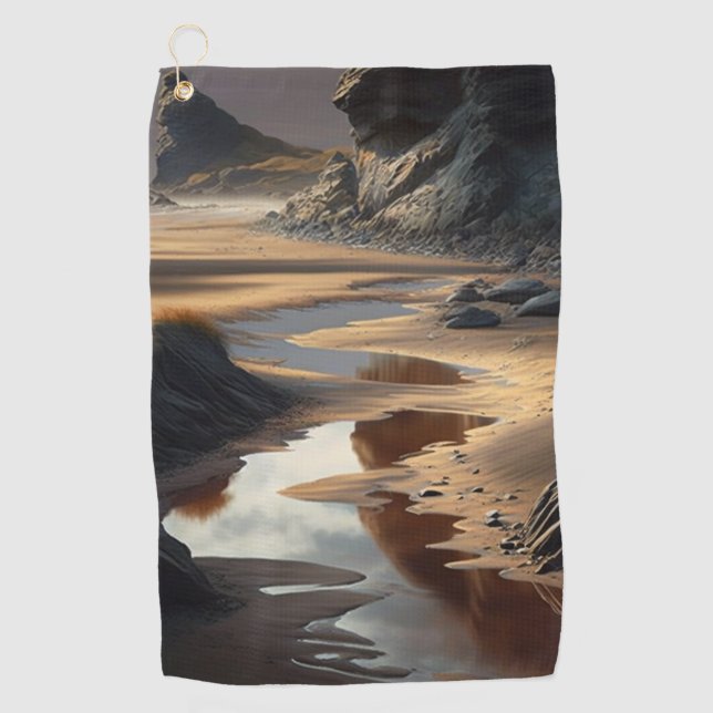Sunset Shore Golfhandtuch (Vorderseite)