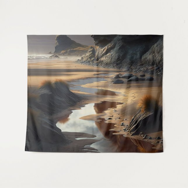 Sunset Shore Wandteppich (Vorderseite (Horizontal))