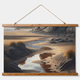 Sunset Shore Wandteppich Mit Holzrahmen