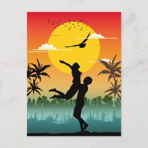 Sunset Silhouette Lover Summer Vibes Romantisches  Postkarte
