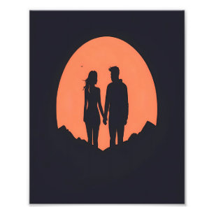 Sunset Silhouette Luple Minimalistische Liebe Art Fotodruck
