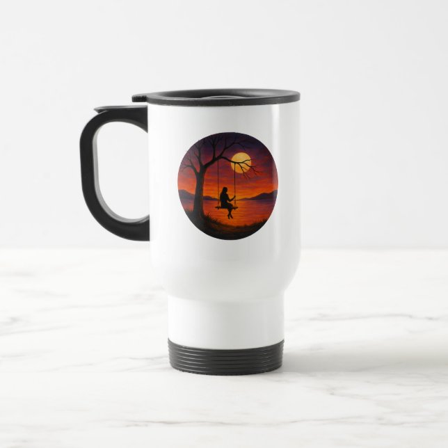 Sunset Silhouette Swing Art Travel Mug Reisebecher (Links)