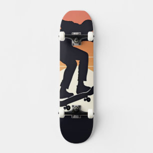 Sunset Skater Silhouette - Minimaler Skate Art Skateboard
