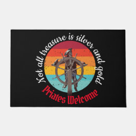Sunset Skeleton Pirate Party Willkommen Fußmatte