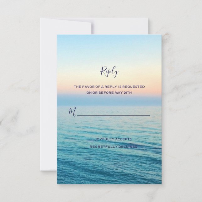 Sunset Skies Beach Ocean Wedding RSVP (Vorderseite)