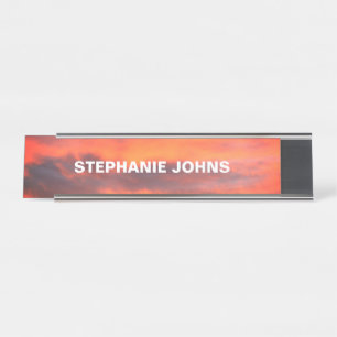 Sunset Sky Foto Custom Clouds Orange Cool Schreibtischnamensplakette