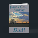 Sunset Sky und Tree Birthday Card für Vater Karte<br><div class="desc">Ein schöner Sonnenuntergangshimmel und ein kahler Winterbaum machen ein schönes Bild für diese Geburtstagskarte zum Vater.  Text kann leicht personalisiert werden.</div>