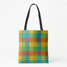 Sunset Squares - farbenfrohe, karierte Muster Tasc