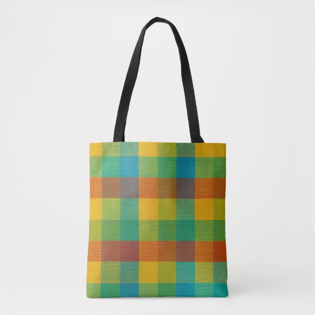Sunset Squares - farbenfrohe, karierte Muster Tasc Tasche (Vorderseite)