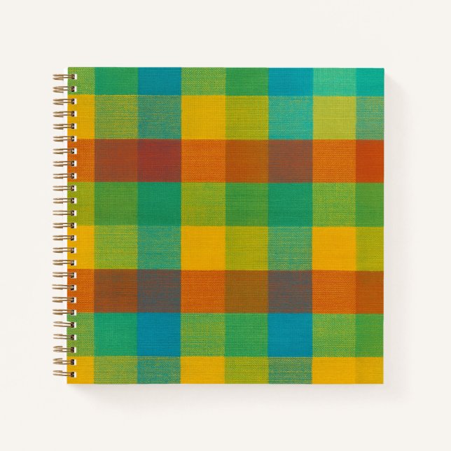 Sunset Squares - Farbiges Kariertes SpiralNotebook Notizbuch (Vorderseite)