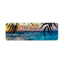 Sunset String Lights Beach Address Label