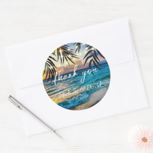 Sunset String Lights Beach Runder Aufkleber