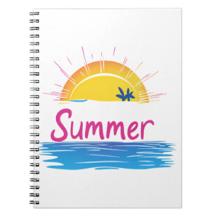 Sunset Summer Beach Illustration Notizblock