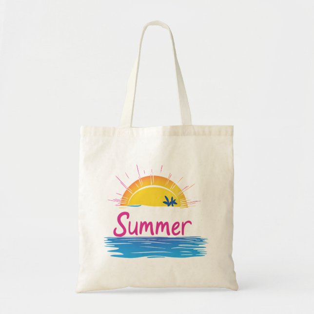 Sunset Summer Beach Illustration Tragetasche (Vorne)