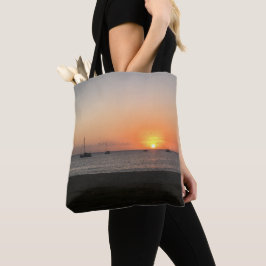Sunset Sun Sailboats Sea Tropical Caribbean Tasche