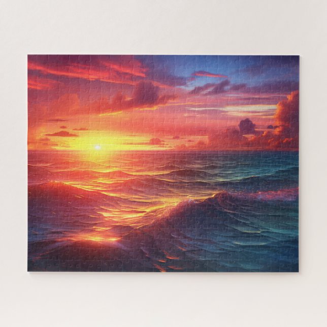 Sunset Sunrise Sundown Ocean Waves Naturemeer (Horizontal)