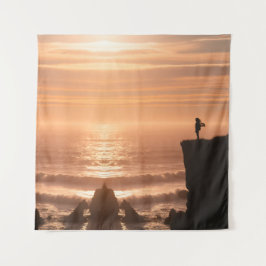 Sunset Surf Silhouette Wall Tapestry Wandteppich