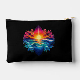 Sunset Surfboard Curls Zippered Pouch Zubehörtasche