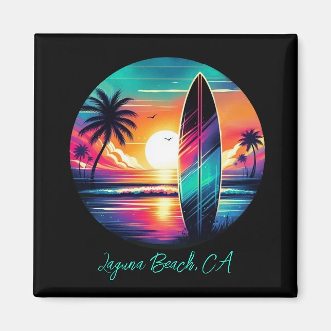 Sunset Surfboard Vibes Magnet (Vorne)