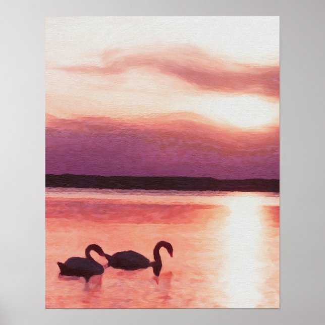 Sunset Swans Poster (Vorne)