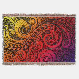 Sunset Swirl Boho Throw Blanket Decke
