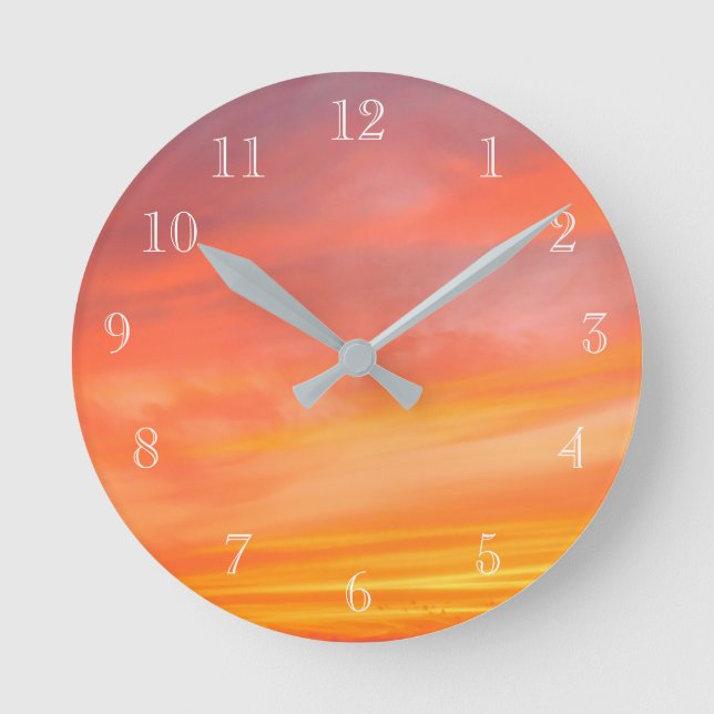 Sunset Swirl Runde Wanduhr (Vorderseite)