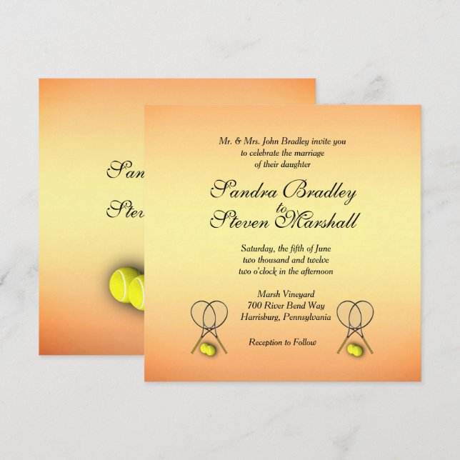 Sunset Tennis Hochzeitseinladungen Einladung (Vorne/Hinten)