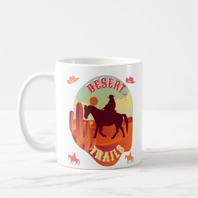 Sunset Trails , Cowboy & Cactus Desert Journey . Kaffeetasse (Links)