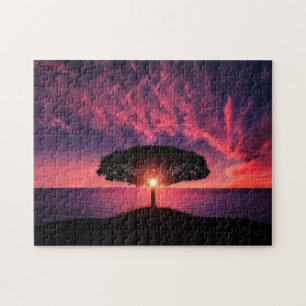 Sunset Tree Jigsaw Puzzle Nuages rouges Ciel